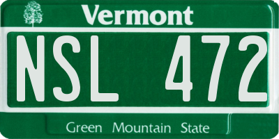 VT license plate NSL472