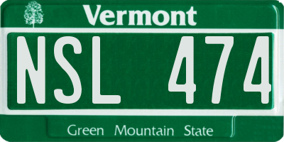 VT license plate NSL474
