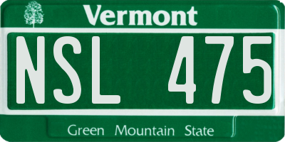 VT license plate NSL475