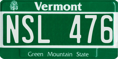 VT license plate NSL476