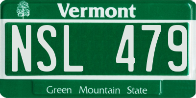 VT license plate NSL479