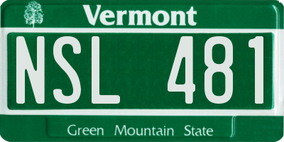 VT license plate NSL481