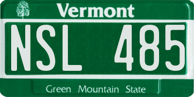 VT license plate NSL485