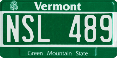 VT license plate NSL489
