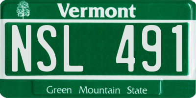 VT license plate NSL491
