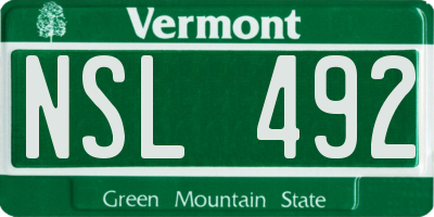VT license plate NSL492