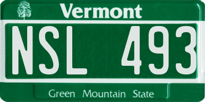 VT license plate NSL493