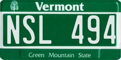 VT license plate NSL494