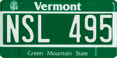 VT license plate NSL495