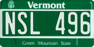 VT license plate NSL496