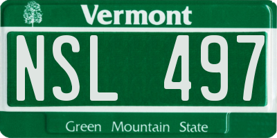 VT license plate NSL497