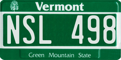 VT license plate NSL498