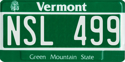 VT license plate NSL499
