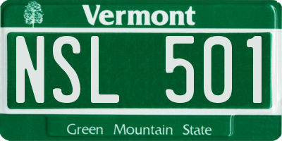 VT license plate NSL501