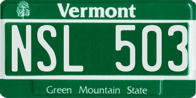 VT license plate NSL503