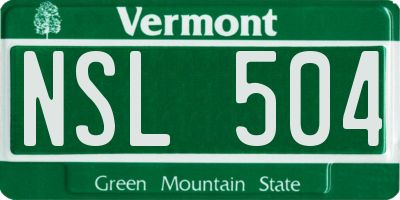 VT license plate NSL504