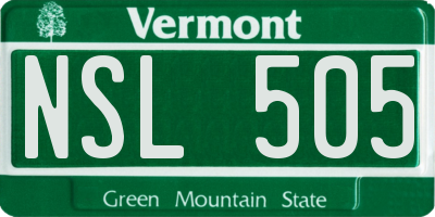 VT license plate NSL505