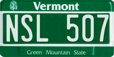 VT license plate NSL507