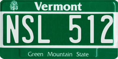 VT license plate NSL512