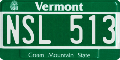 VT license plate NSL513