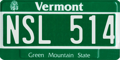 VT license plate NSL514