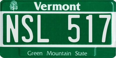 VT license plate NSL517