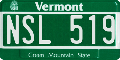 VT license plate NSL519
