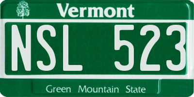 VT license plate NSL523