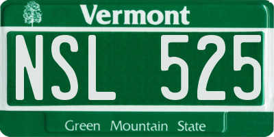 VT license plate NSL525
