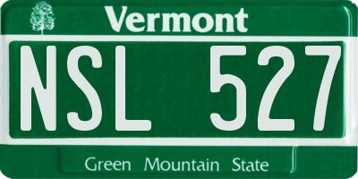 VT license plate NSL527