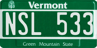 VT license plate NSL533