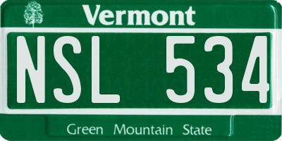 VT license plate NSL534