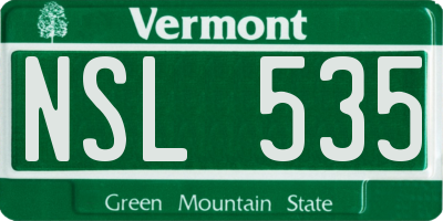 VT license plate NSL535