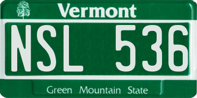 VT license plate NSL536