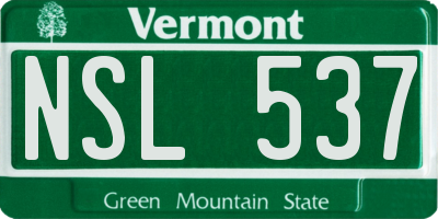VT license plate NSL537