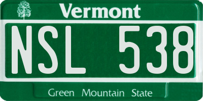 VT license plate NSL538