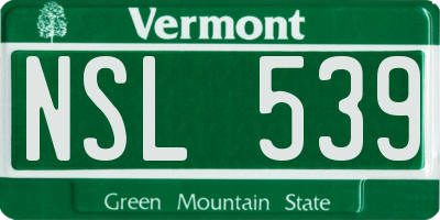 VT license plate NSL539