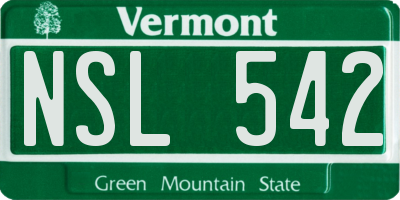 VT license plate NSL542
