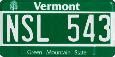VT license plate NSL543