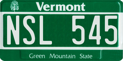 VT license plate NSL545