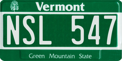 VT license plate NSL547