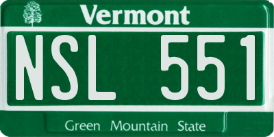 VT license plate NSL551