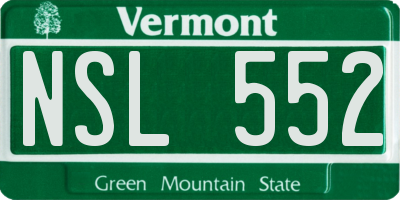 VT license plate NSL552