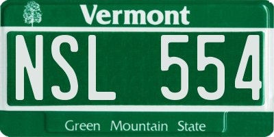 VT license plate NSL554