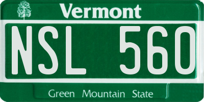VT license plate NSL560