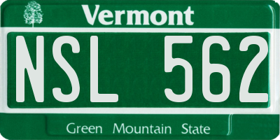 VT license plate NSL562
