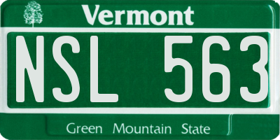VT license plate NSL563