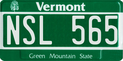 VT license plate NSL565