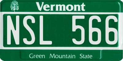 VT license plate NSL566