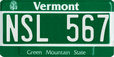 VT license plate NSL567